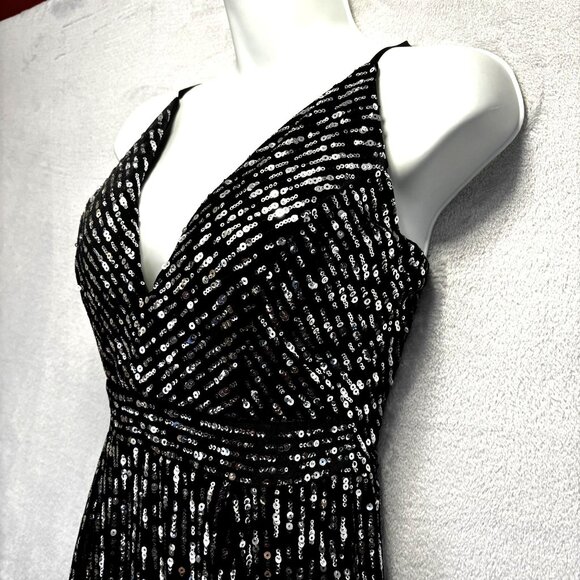 Emerald Sundae Silver Sequin Velvet Wide Leg Jumpsuit Womens XS Black Party - Picture 3 of 14